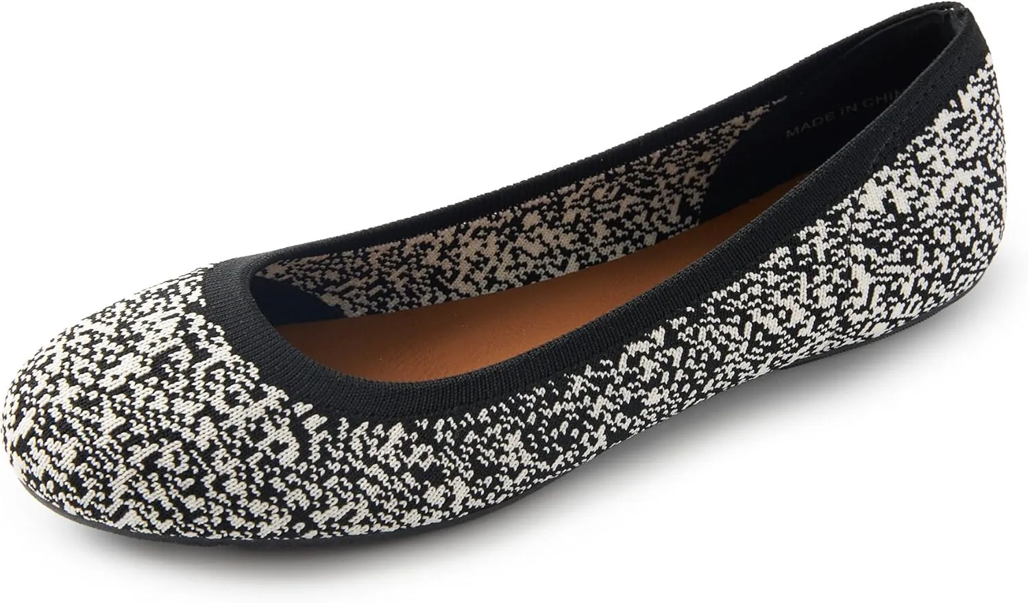Women's Ballet Flats Soft Knit Lightweight Round Toe Slip On Comfort Ballerina Flat Shoes for Walking Low Wedge Soft