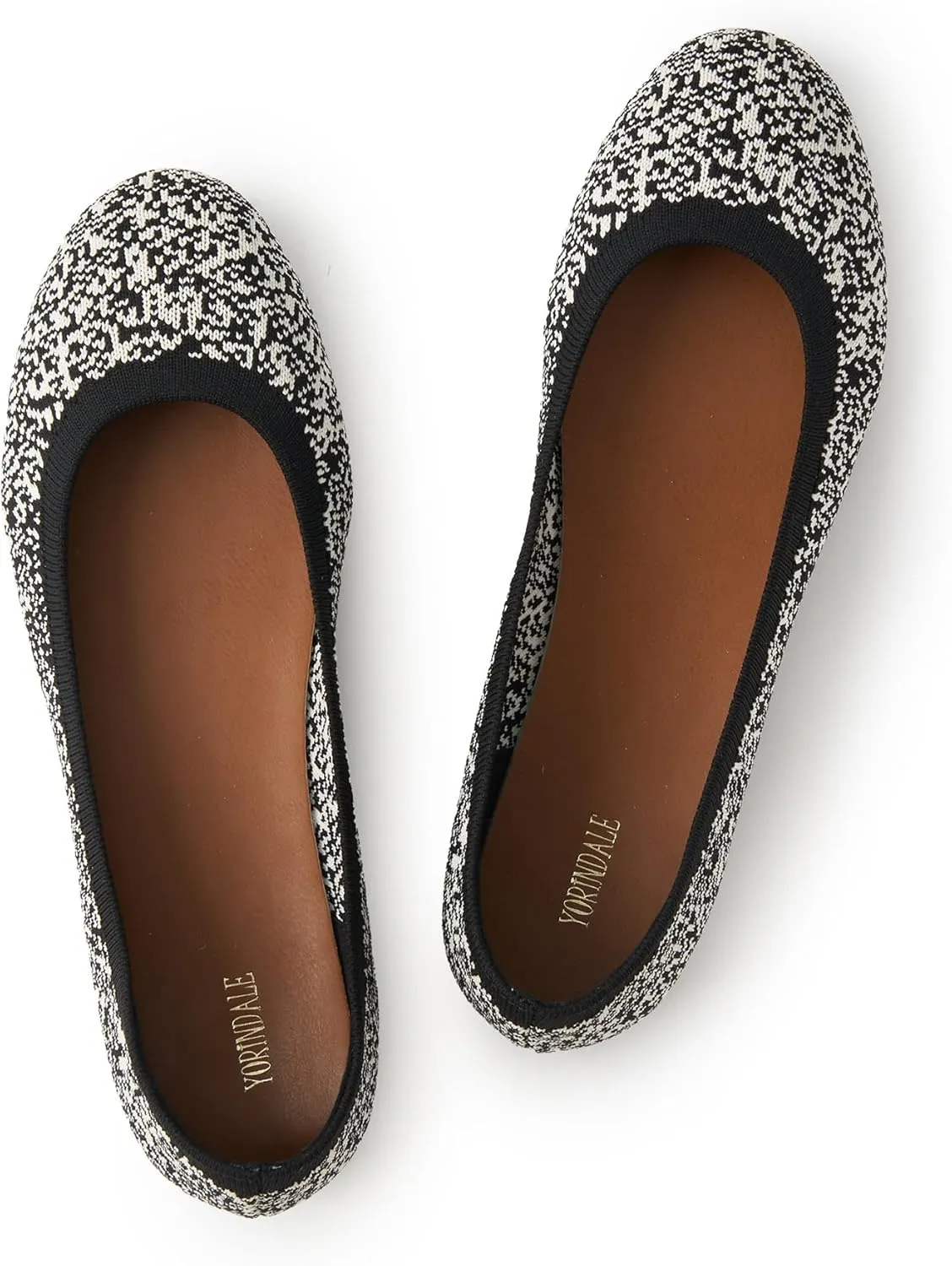 Women's Ballet Flats Soft Knit Lightweight Round Toe Slip On Comfort Ballerina Flat Shoes for Walking Low Wedge Soft