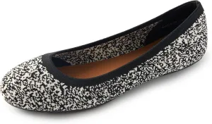 Women's Ballet Flats Soft Knit Lightweight Round Toe Slip On Comfort Ballerina Flat Shoes for Walking Low Wedge Soft