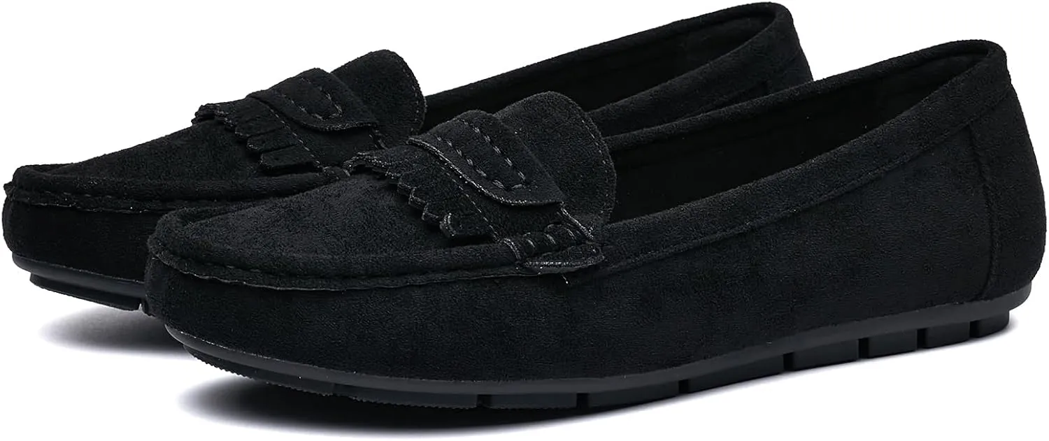 Women's Business Loafers Work Casual Flats Shoes Lightweight Penny PU Leather Slip On Walking Shoes