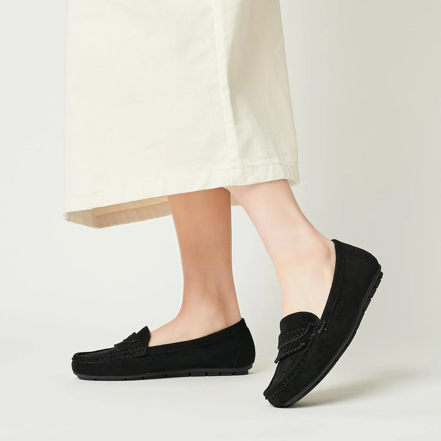 Women's Business Loafers Work Casual Flats Shoes Lightweight Penny PU Leather Slip On Walking Shoes