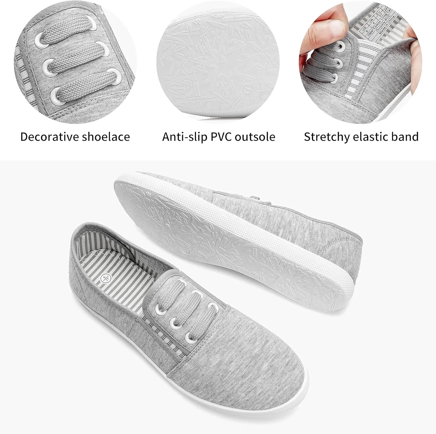 Women's Canvas Slip on Sneakers Casual Slip on Walking Shoes Womens Tennis Shoes Flat Dress Shoes Non Slip Work Shoes