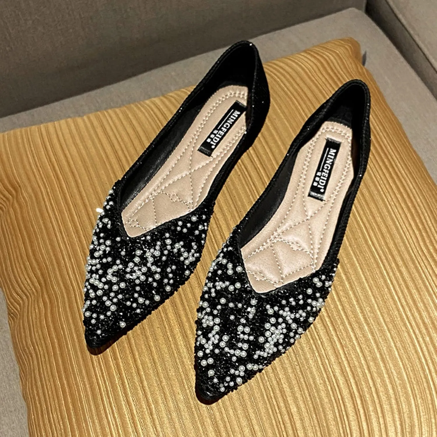 Women's Classic Bow-Knot Square Toe Ballerina Ballet Flats Slip on Dress Party Flat Shoes