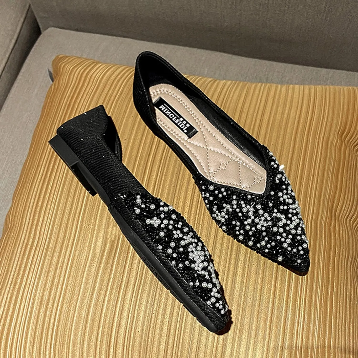 Women's Classic Bow-Knot Square Toe Ballerina Ballet Flats Slip on Dress Party Flat Shoes