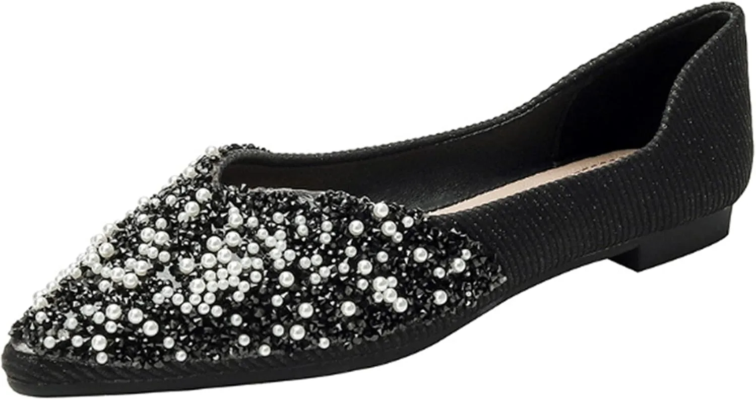 Women's Classic Bow-Knot Square Toe Ballerina Ballet Flats Slip on Dress Party Flat Shoes
