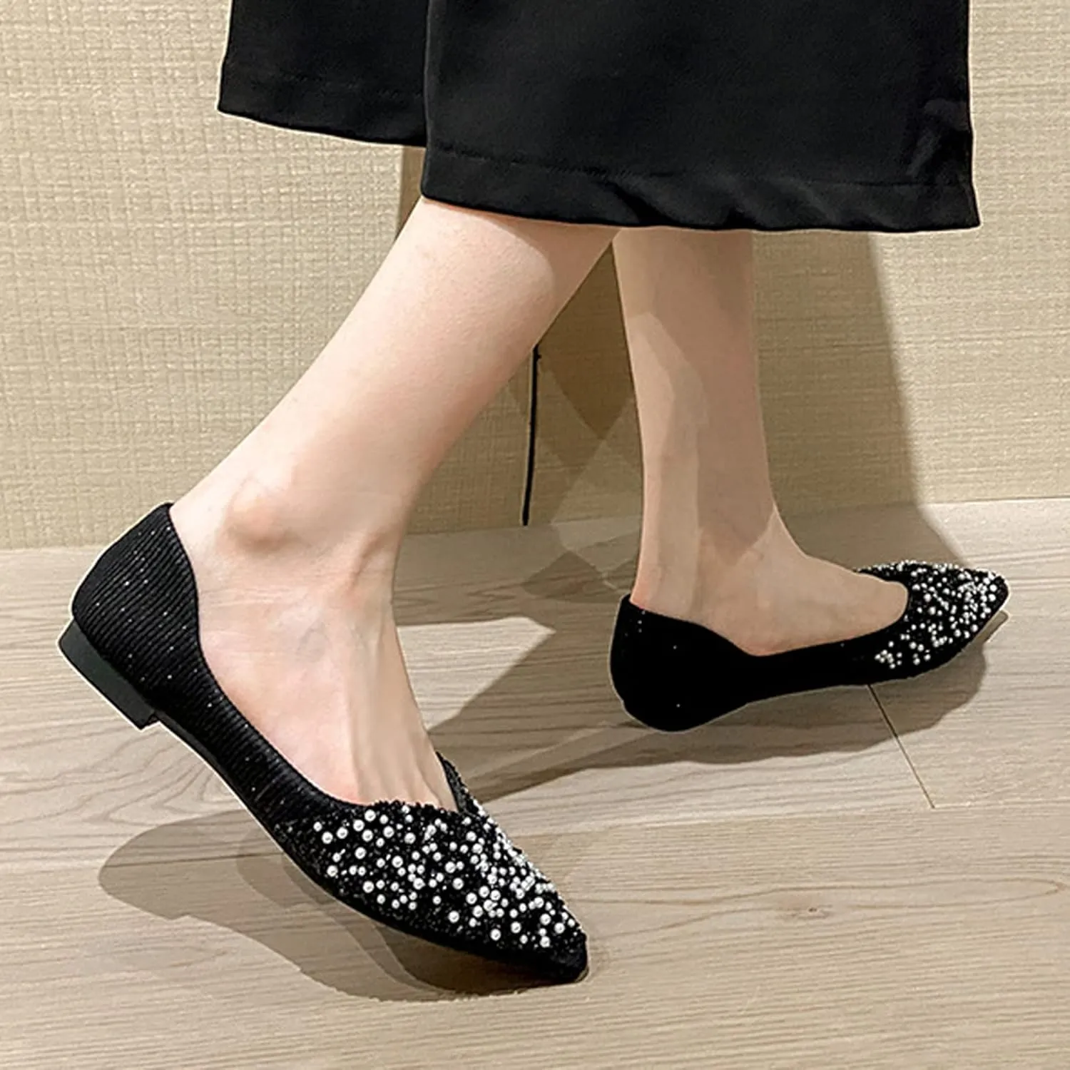 Women's Classic Bow-Knot Square Toe Ballerina Ballet Flats Slip on Dress Party Flat Shoes