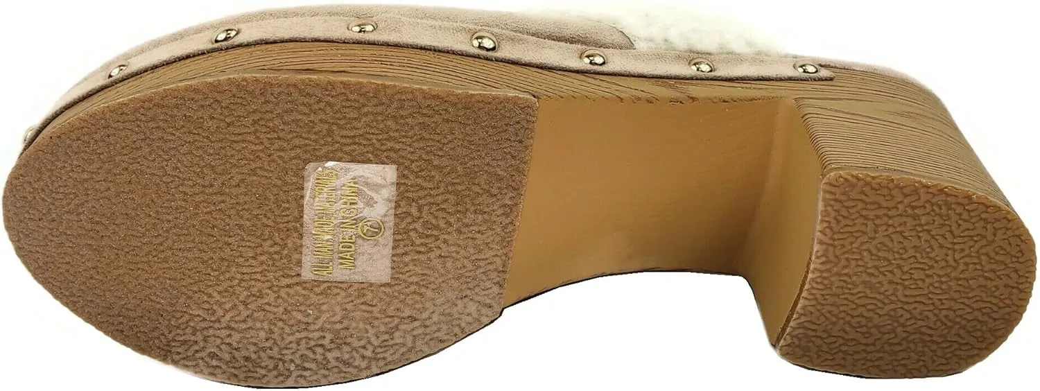 Women's Clog Mule Closed Toe Faux Wood Heel