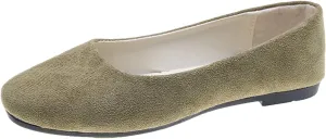 Women's Closed Toe Loafer Flat Soft Faux Suede Work Shoes Ballerina Non Slip Solid Color Single Slip On Shoes