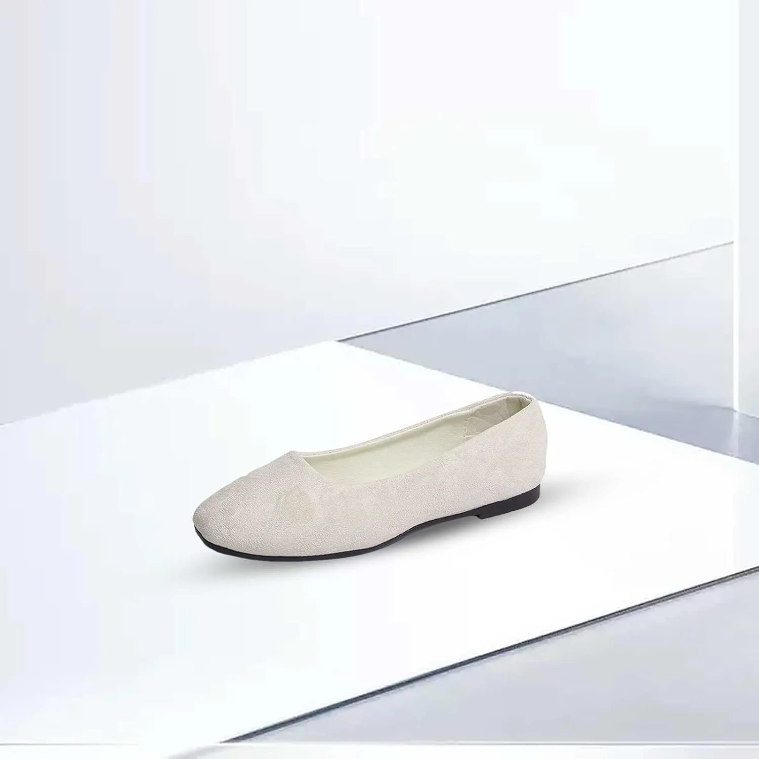 Women's Closed Toe Loafer Flat Soft Faux Suede Work Shoes Ballerina Non Slip Solid Color Single Slip On Shoes