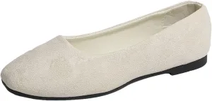 Women's Closed Toe Loafer Flat Soft Faux Suede Work Shoes Ballerina Non Slip Solid Color Single Slip On Shoes