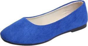 Women's Closed Toe Loafer Flat Soft Faux Suede Work Shoes Ballerina Non Slip Solid Color Single Slip On Shoes