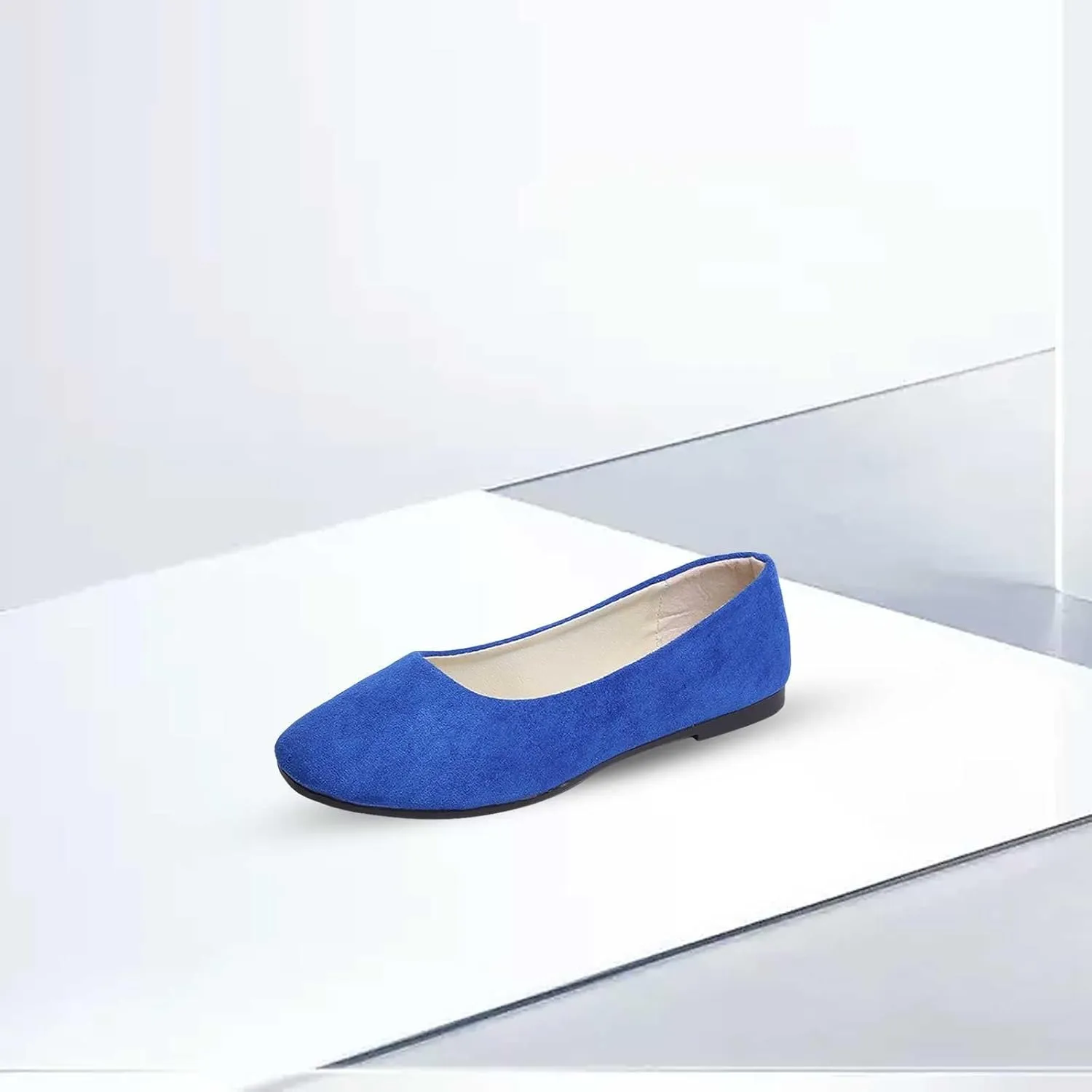 Women's Closed Toe Loafer Flat Soft Faux Suede Work Shoes Ballerina Non Slip Solid Color Single Slip On Shoes