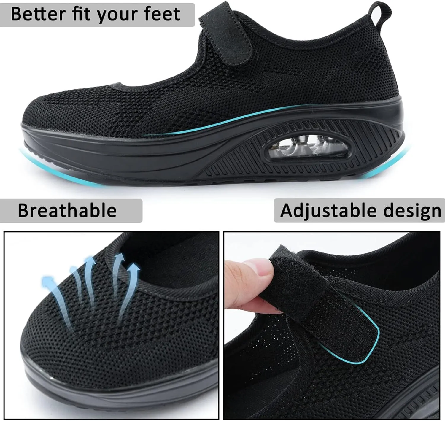 Women's Comfortable Working Nurse Shoes Non-Slip Adjustable Breathable Walking Buffer Fitness Casual Nursing Orthotic Lightweight Shoes Arthritis, Diabetes Heel Pain
