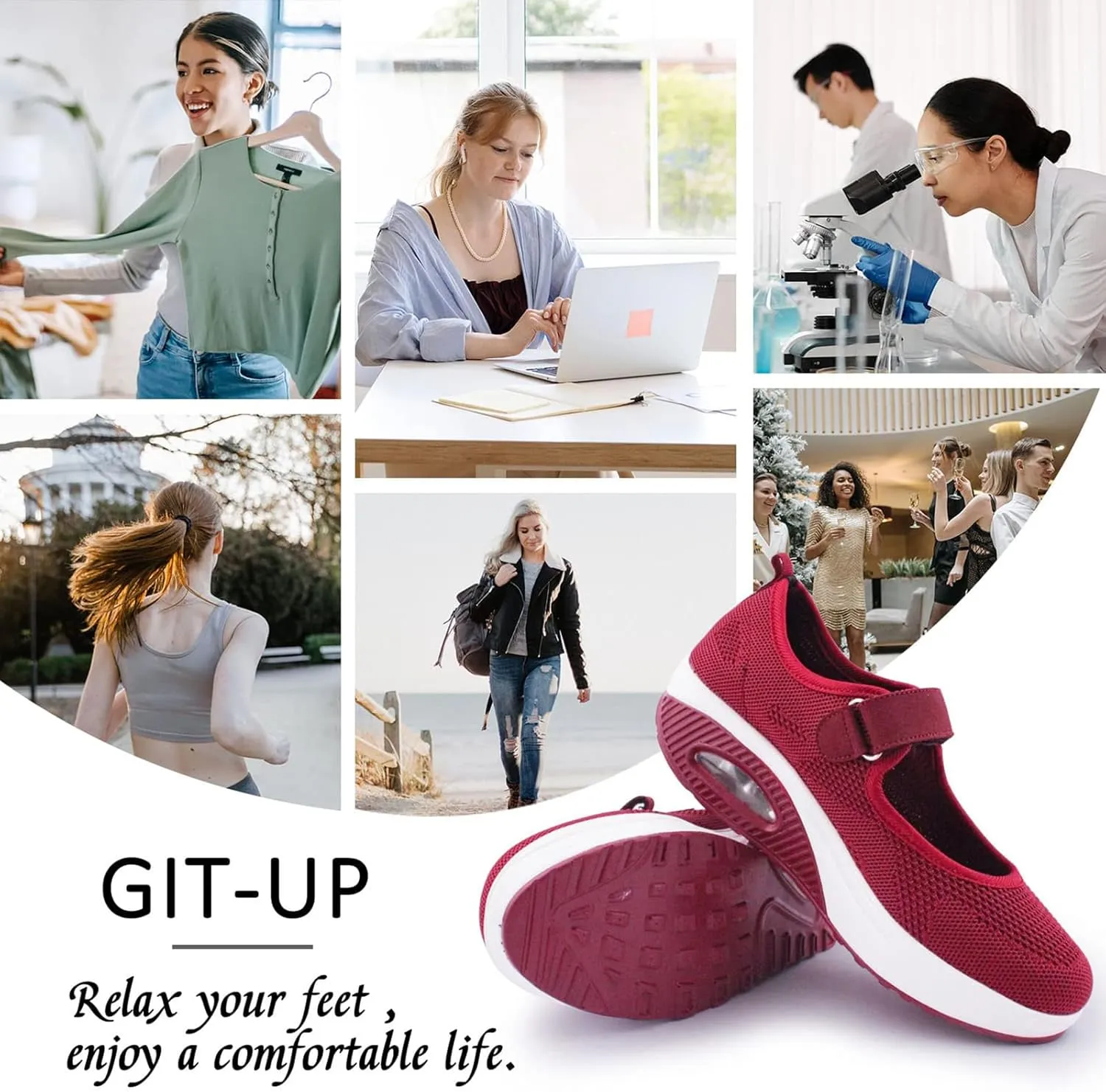 Women's Comfortable Working Nurse Shoes Non-Slip Adjustable Breathable Walking Buffer Fitness Casual Nursing Orthotic Lightweight Shoes Arthritis, Diabetes Heel Pain