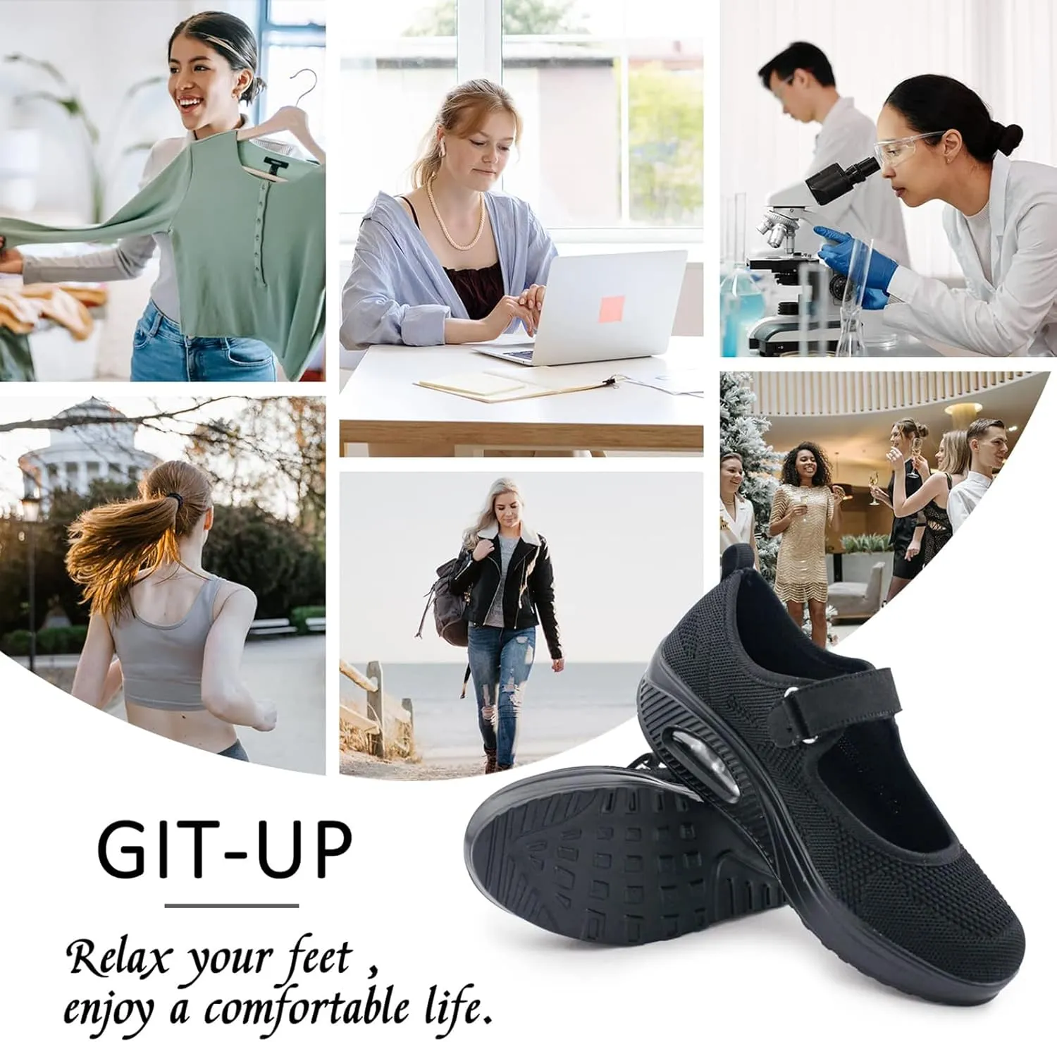 Women's Comfortable Working Nurse Shoes Non-Slip Adjustable Breathable Walking Buffer Fitness Casual Nursing Orthotic Lightweight Shoes Arthritis, Diabetes Heel Pain
