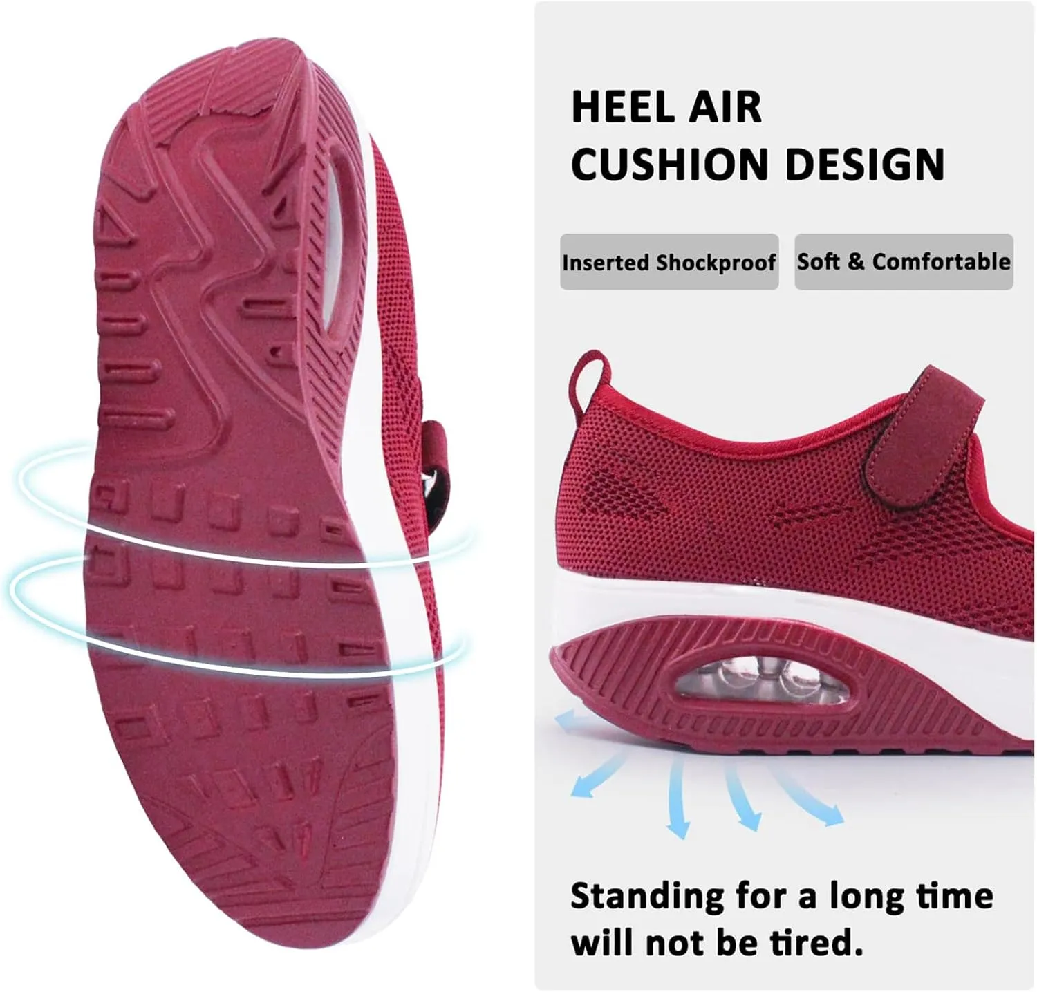 Women's Comfortable Working Nurse Shoes Non-Slip Adjustable Breathable Walking Buffer Fitness Casual Nursing Orthotic Lightweight Shoes Arthritis, Diabetes Heel Pain