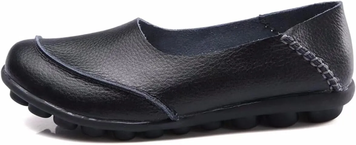 Women's Cowhide Leather Loafers Flats Moccasins Slip-On