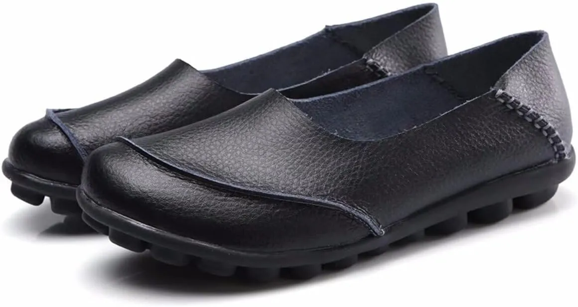 Women's Cowhide Leather Loafers Flats Moccasins Slip-On