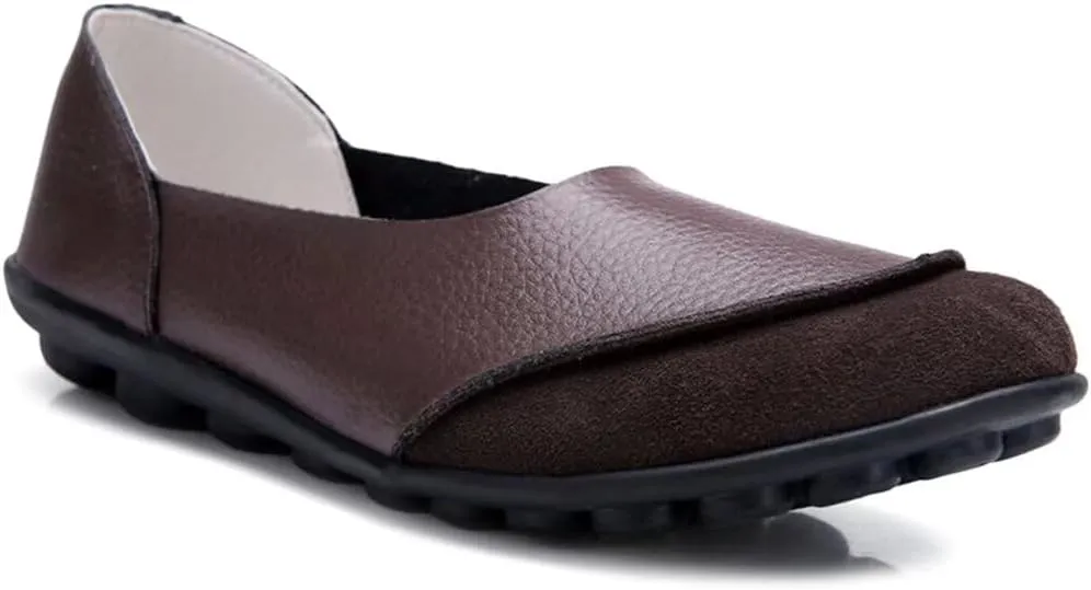 Women's Cowhide Leather Loafers Flats Moccasins Slip-On