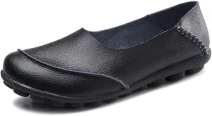 Women's Cowhide Leather Loafers Flats Moccasins Slip-On