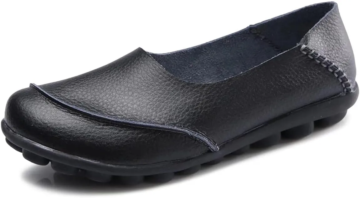 Women's Cowhide Leather Loafers Flats Moccasins Slip-On