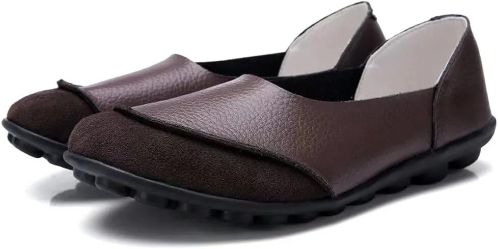 Women's Cowhide Leather Loafers Flats Moccasins Slip-On