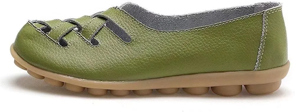 Women's Cowhide Leather Loafers Flats Sandals Slip-On