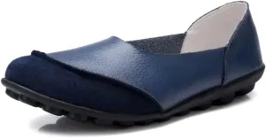 Women's Cowhide Leather Slip-On Moccasins Shoes Flat Slipper Loafers