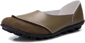 Women's Cowhide Leather Slip-On Moccasins Shoes Flat Slipper Loafers