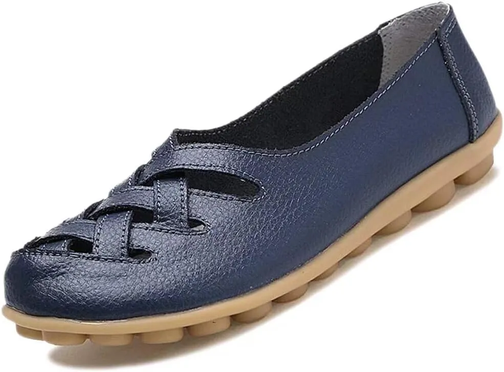 Women's Cowhide Loafers Flats Sandals Slip-On Driving Shoes