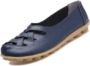 Women's Cowhide Loafers Flats Sandals Slip-On Driving Shoes