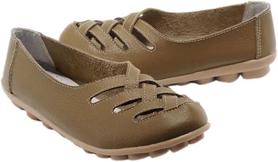 Women's Cowhide Loafers Flats Sandals Slip-On Driving Shoes