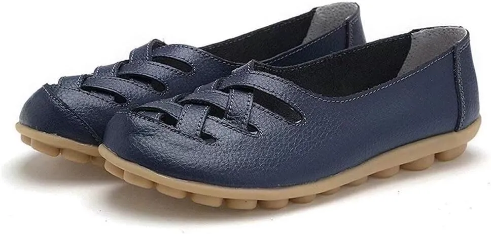 Women's Cowhide Loafers Flats Sandals Slip-On Driving Shoes
