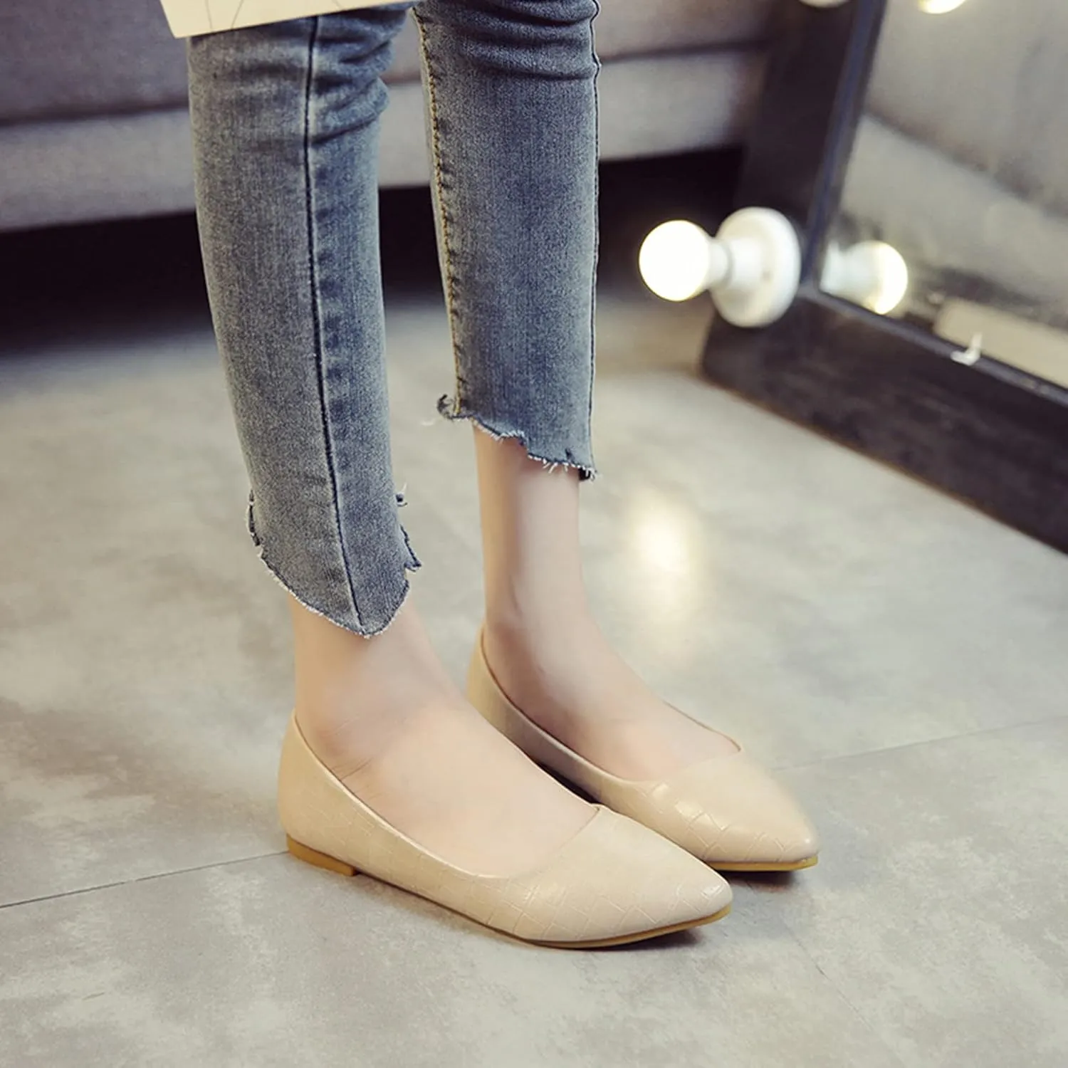 Women's Fashion Pointed Toe Ballets Flat Shoes Casual Simple Slip on Walking Driving Shoes