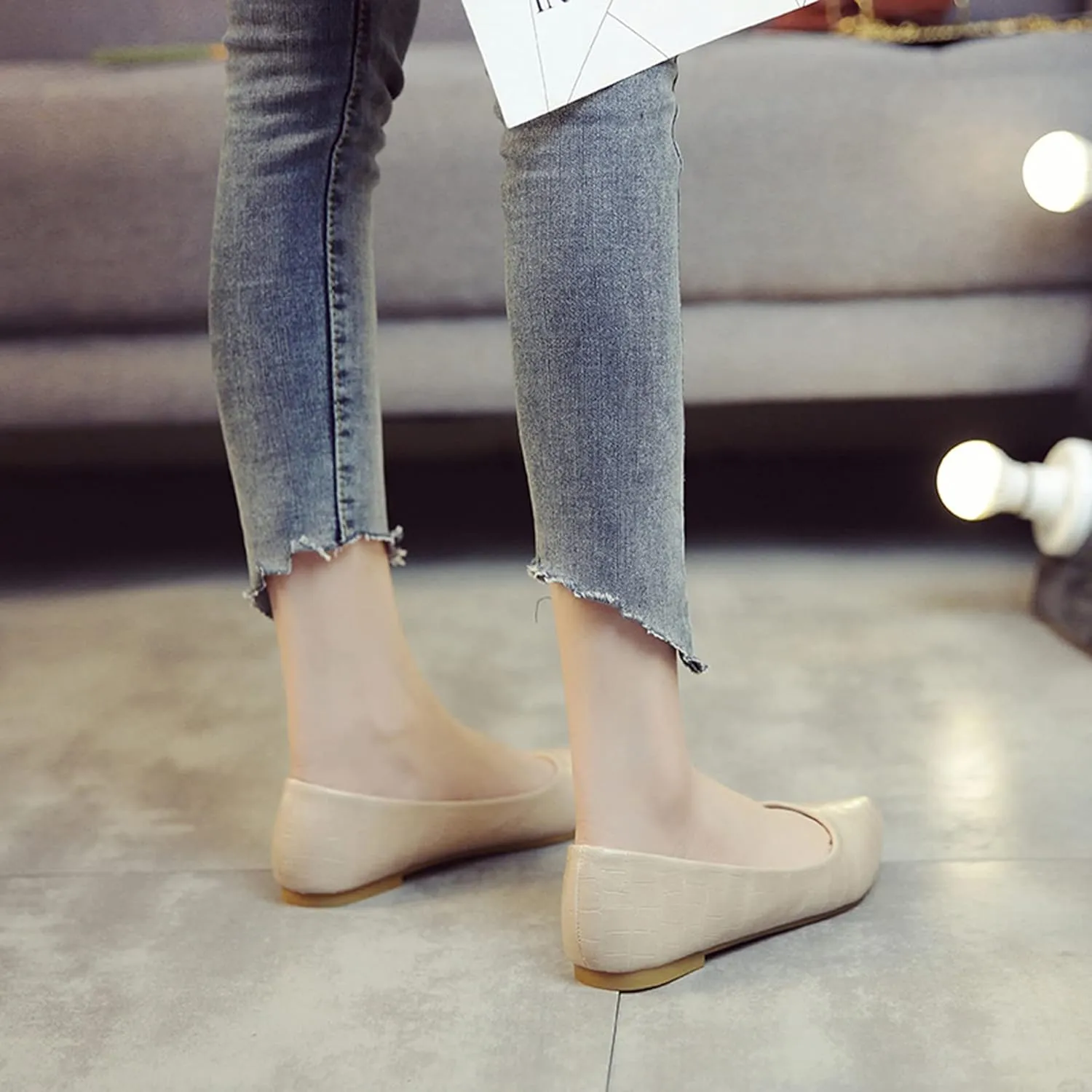 Women's Fashion Pointed Toe Ballets Flat Shoes Casual Simple Slip on Walking Driving Shoes