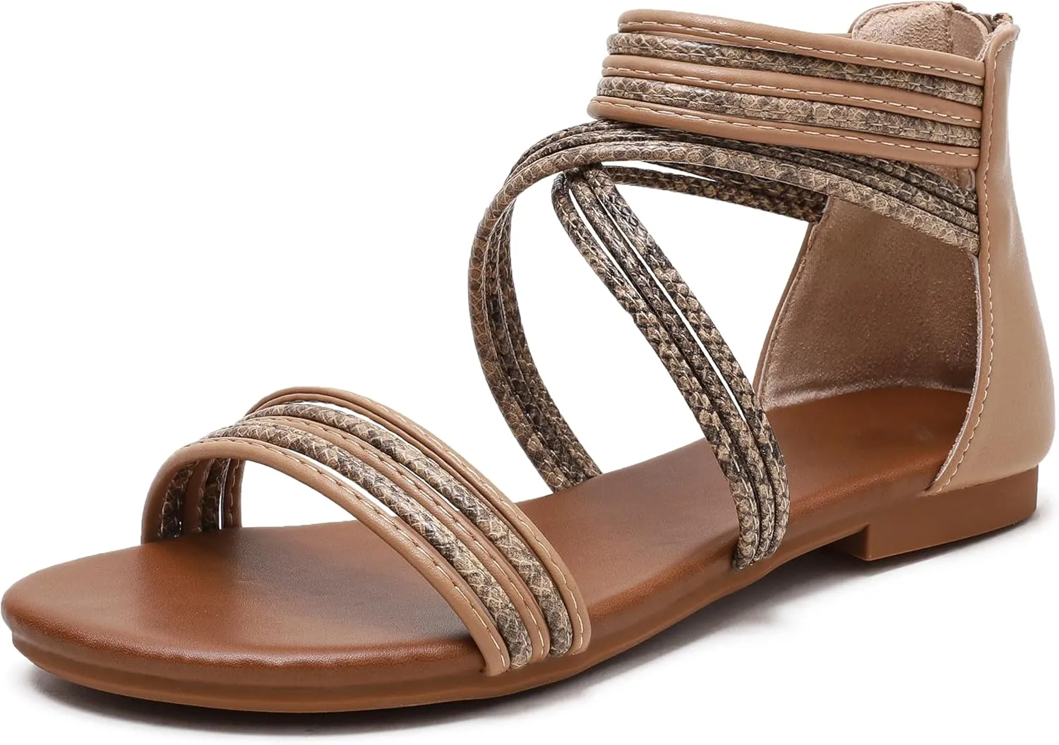 Women's Flat Sandals Woven Textured Straps Sandal Lightweight Supportive Sandals Casual Summer Shoes