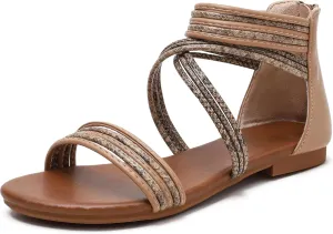 Women's Flat Sandals Woven Textured Straps Sandal Lightweight Supportive Sandals Casual Summer Shoes
