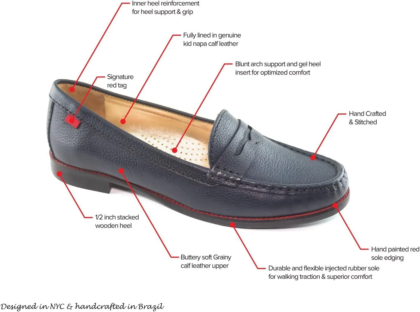 Womens Genuine Leather Comfort Slip on Penny Loafers