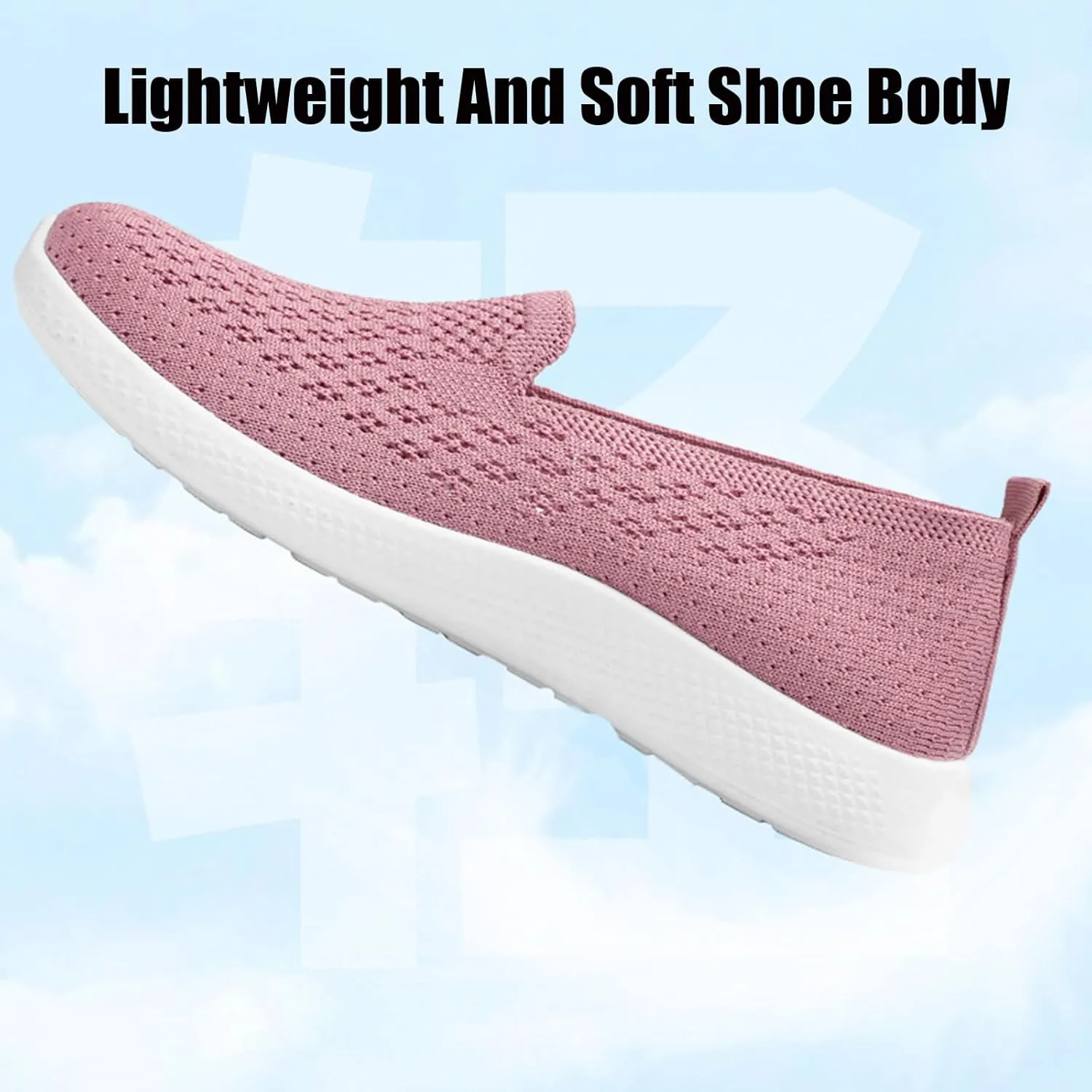 Women's Hollow Knitted Slip On Walking Shoes Comfortable Breathable Mesh Nurse Shoes Memory Foam Casual Non-Slip Sneakers
