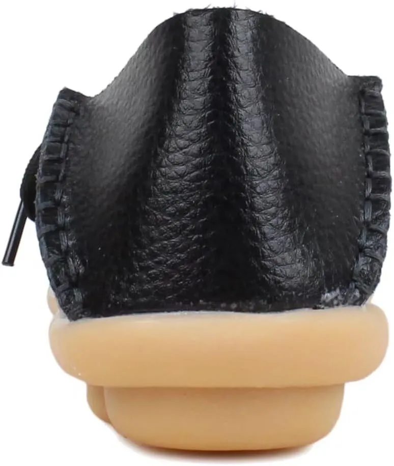 Women's Leather Slip-On Shoes Flat Slipper Walking Loafers