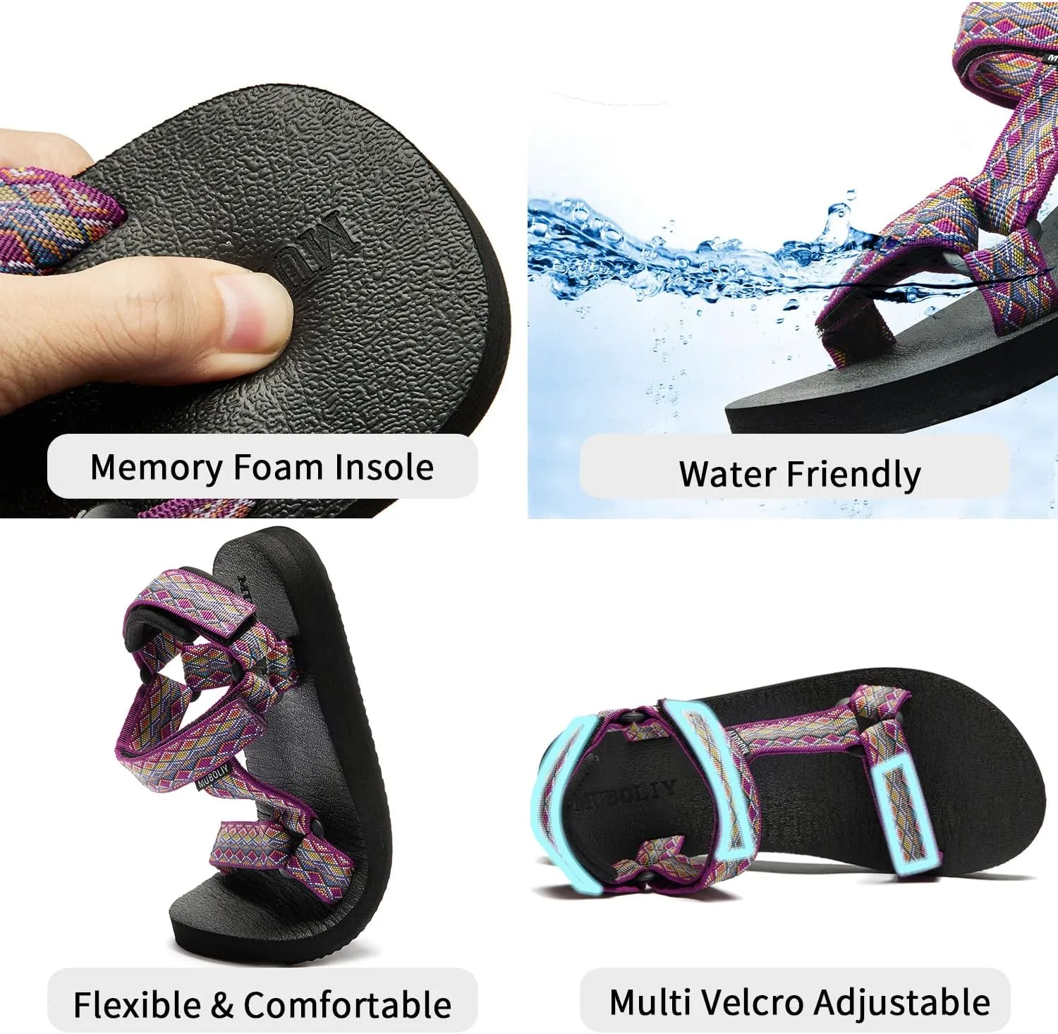 Women's Original Sandals Comfortable Quick-Drying Casual Sport Sandal Walking Hiking Water Sandals With Arch Support