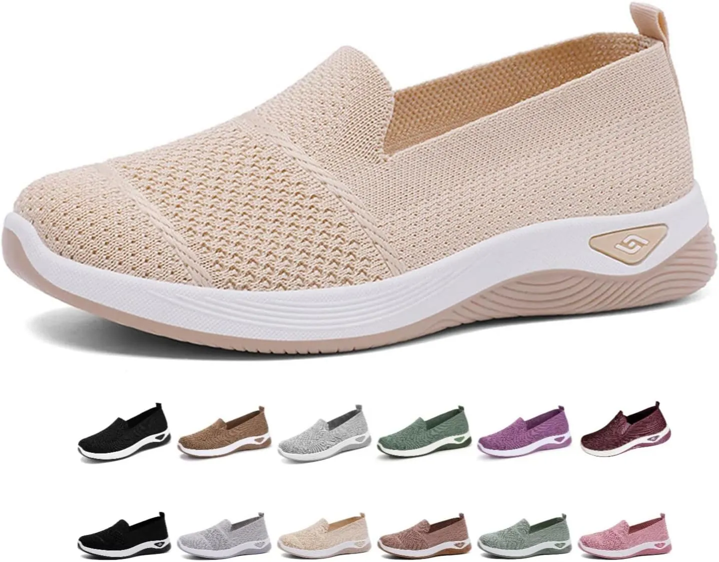 Women's Orthopedic Breathable Shoes Woven Wide Arch Support Slip-On Orthowalk Sneakers Casual Walking Anti-Skid Sports Shoes