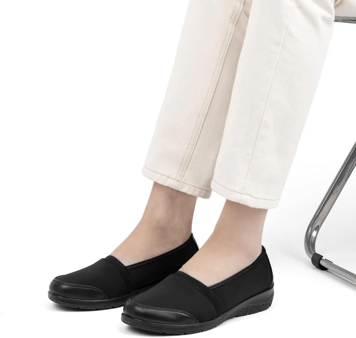 Women's Orthopedic Loafers Stretchy Slip-on Comfort Walking Work Flat Shoes for Bunions