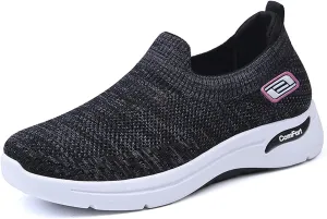 Women's Orthopedic Shoes Lightweight Breathable Knitted Sneakers Casual Comfortable Low Top Work Walking Shoes Fashion Soft Sole Slip On Sneaker with Arch Support