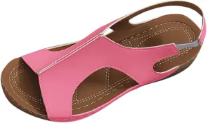 Womens Orthopedic Slide Sandals Elastic Ankle Strap Platform Stylish Toe Slip on Open Toe Walking Sandals for Summer