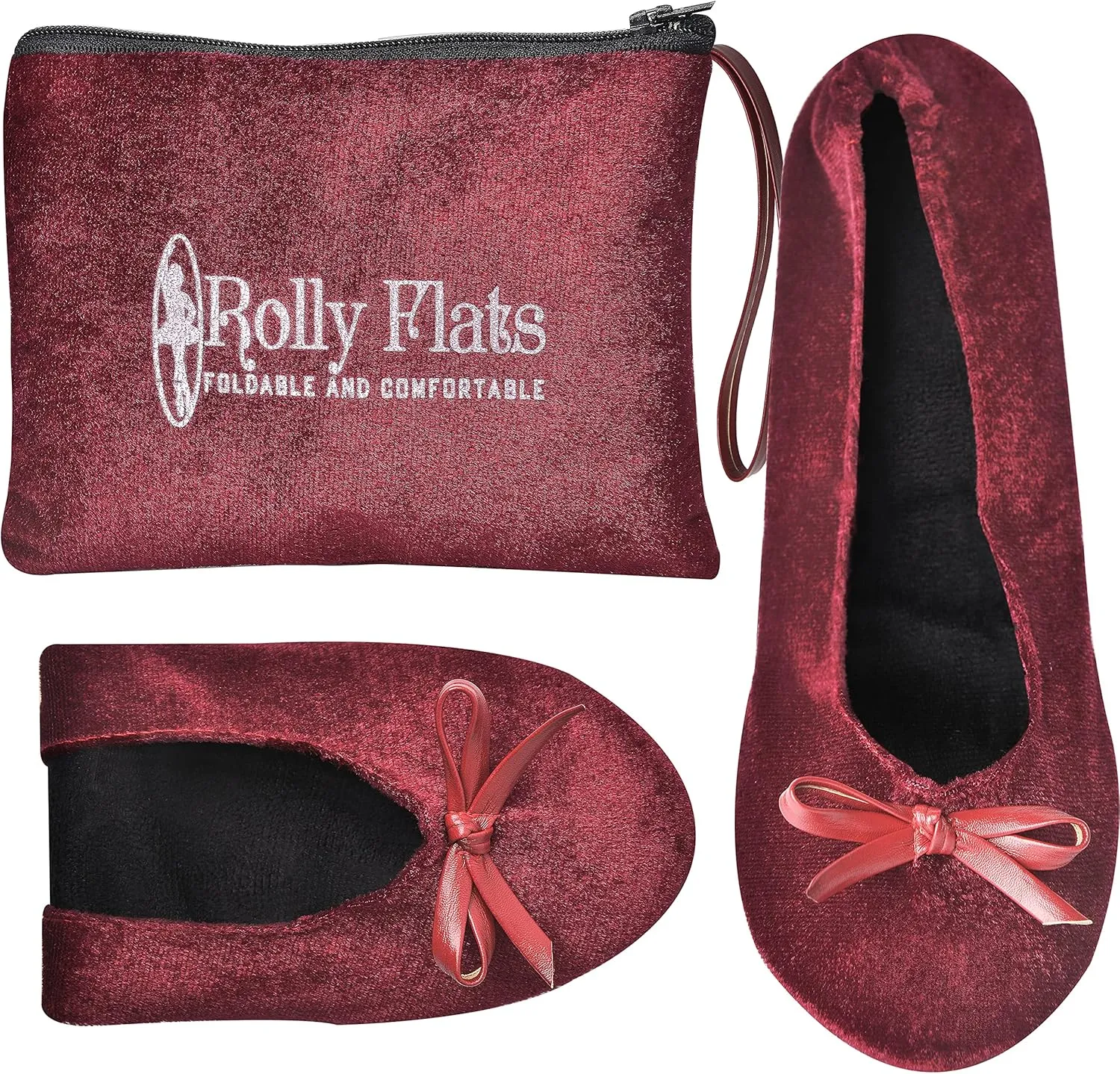 Women's Portable Foldable Ballet Flats Shoes Roll Up Slippers for Travel
