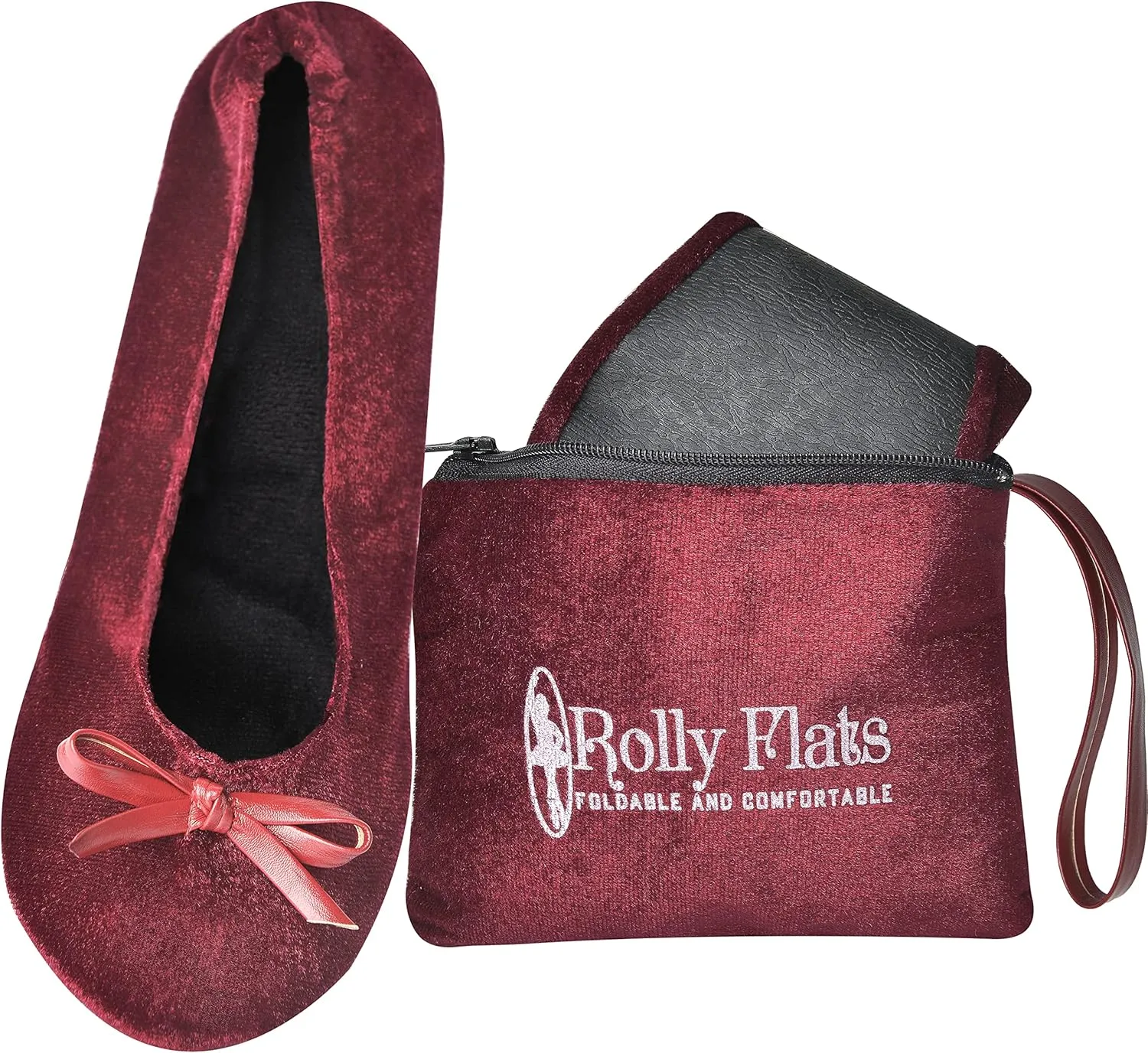 Women's Portable Foldable Ballet Flats Shoes Roll Up Slippers for Travel