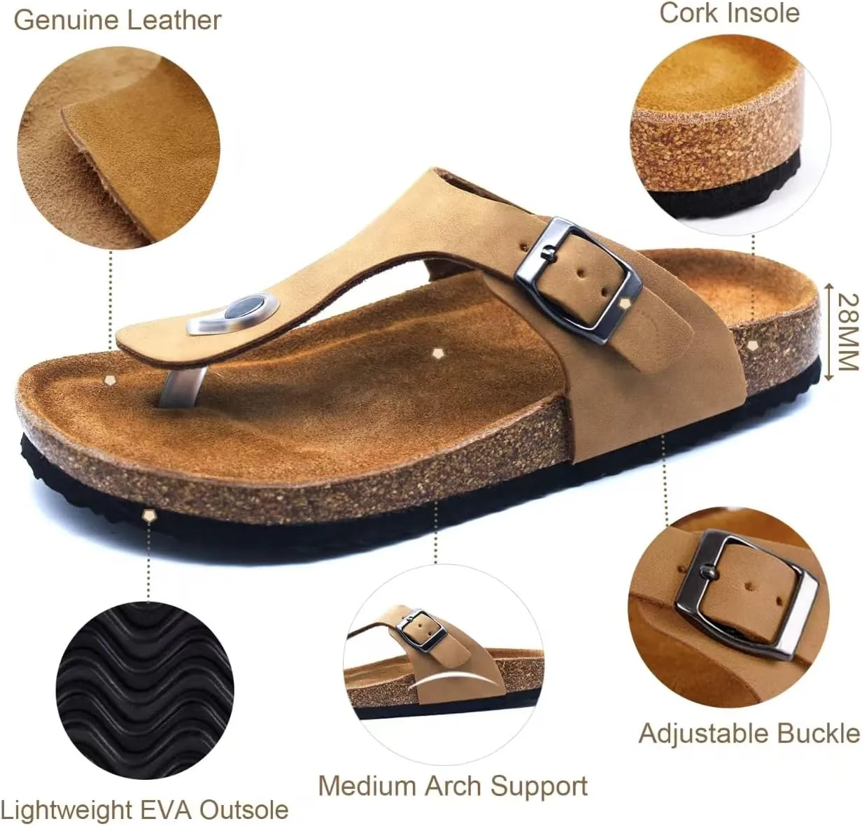 Womens Sandals Comfortable Cork Footbed Slides with Memory Foam Beach Essential Summer Sandals For Women 2025