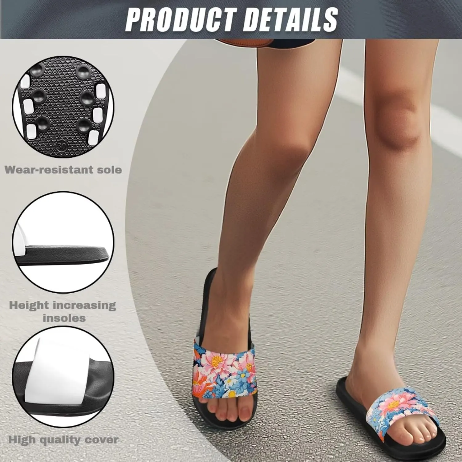 Women's Slide Sandals Casual Beach Pool Sandals Anti Slip Indoor & Outdoor Slide Slippers