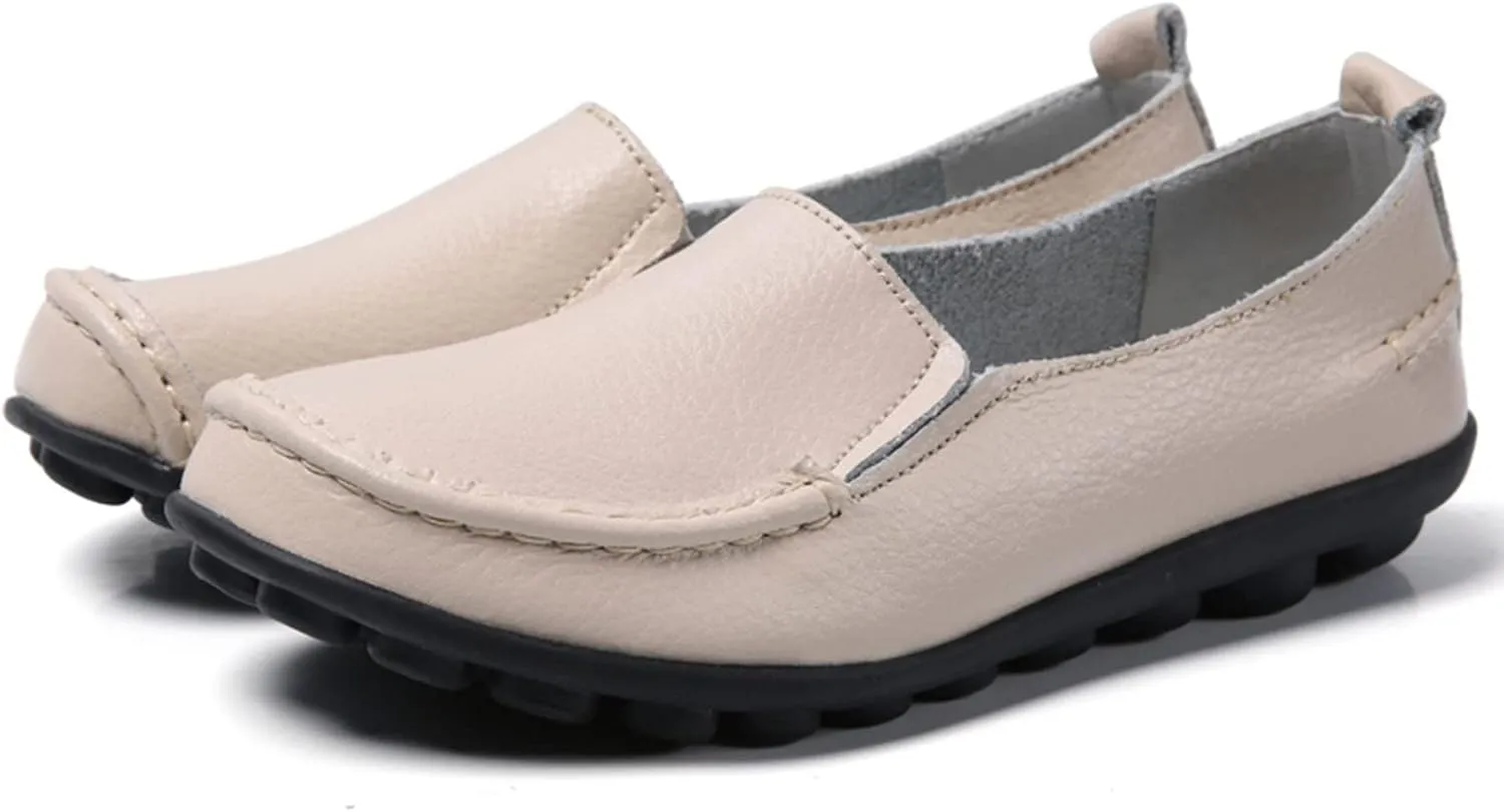 Women's Slip On Leather Shoes Soft Flat Soled Non Slip Elderly Loafers Orthopedic Slip-On Loafers Work Shoes